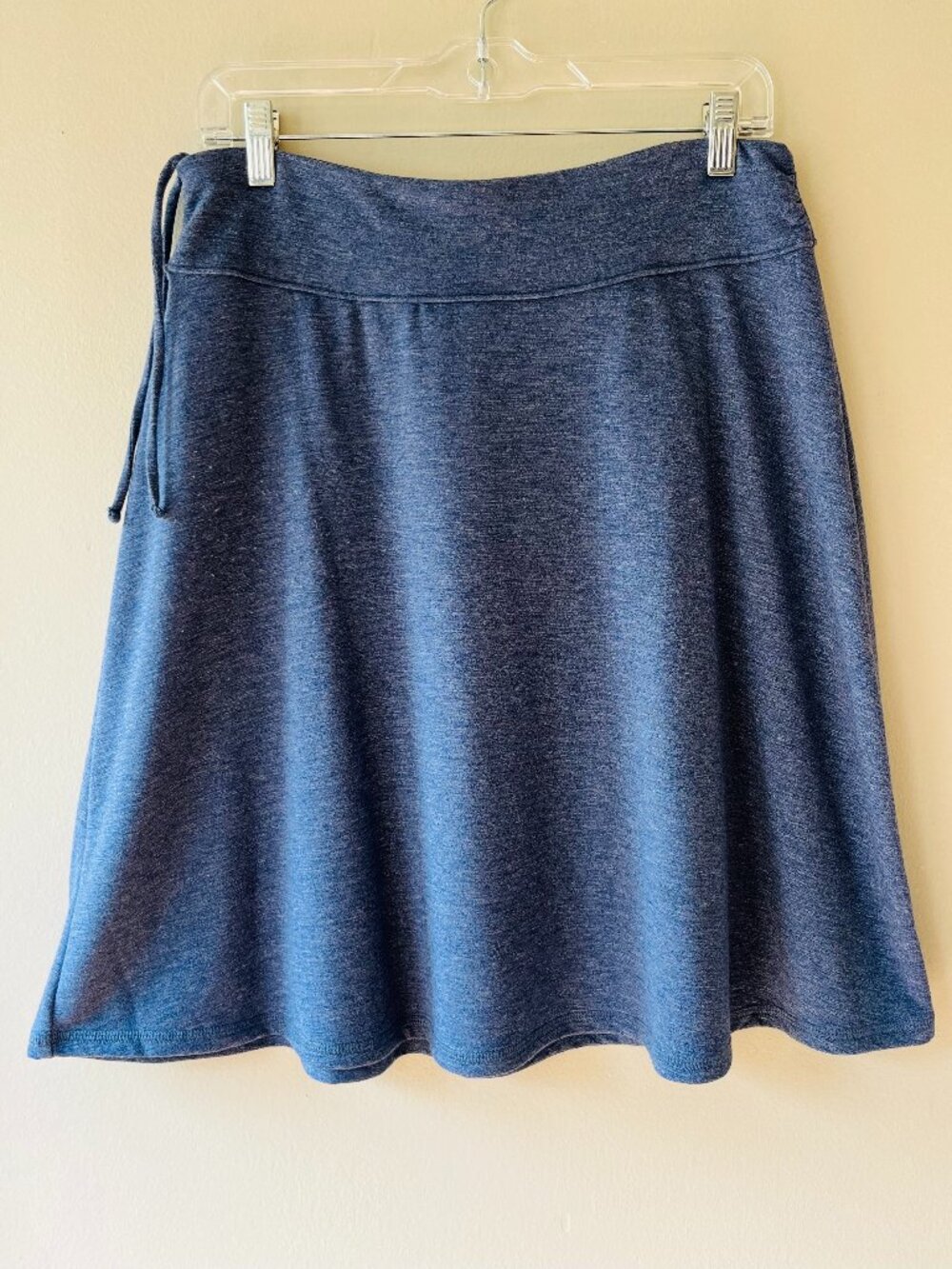 Talbots Sz M Heather Blue Pull On Skirt Mid Rise‎ Elastic Waist Drawstring